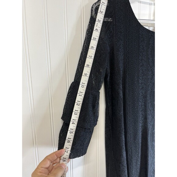 "As You‎ Wish" Bell Sleeve Little Black Party Lace Dress. Lined. Sz X Small - Picture 13 of 15